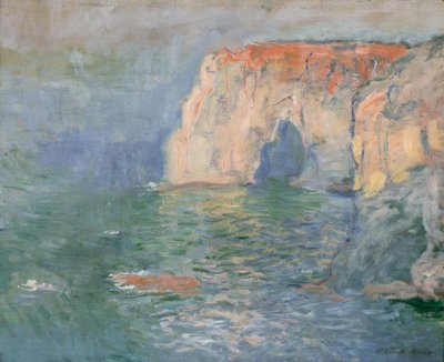 Etretat: The Manneporte, Reflections on the Water by Claude Monet